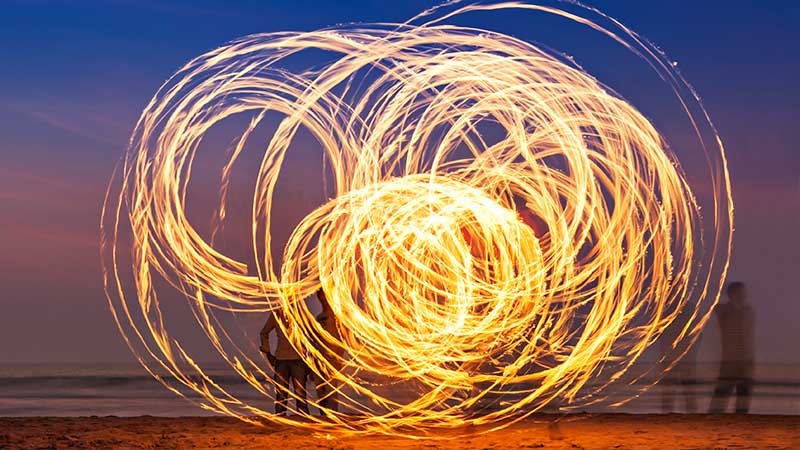 travel to goa and artistic fireshow