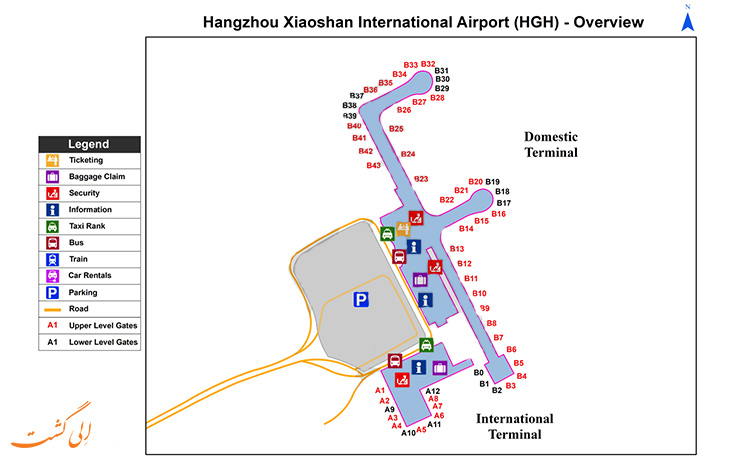 نقشه فرودگاه هانگزو چین