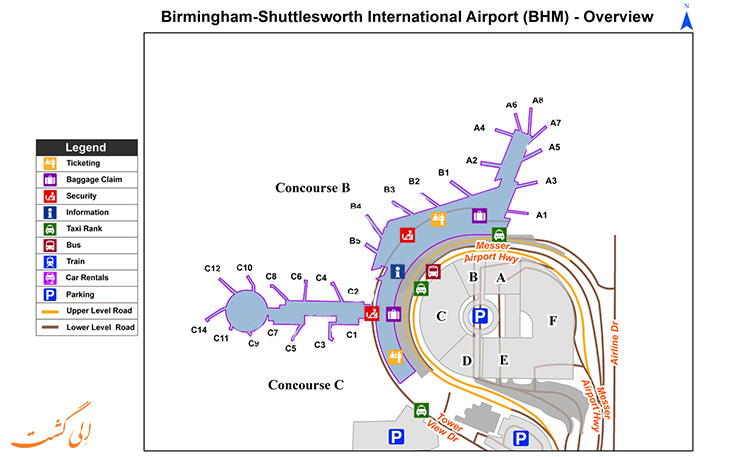 نقشه فرودگاه بیرمنگام انگلستان