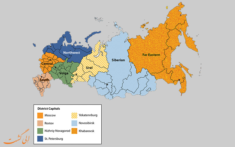 نقشه کامل روسیه به همراه ایالت های آن